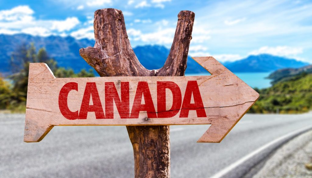 Canada,Wooden,Sign,With,A,Road,Background